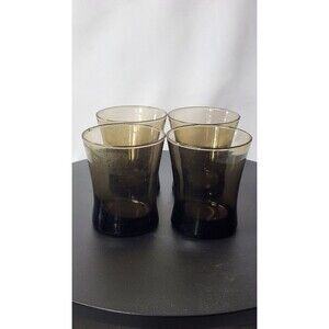 Anchor Hocking MCM Smoke Brown Hourglass 10oz. Rocks Lowball Glasses Set Of 4